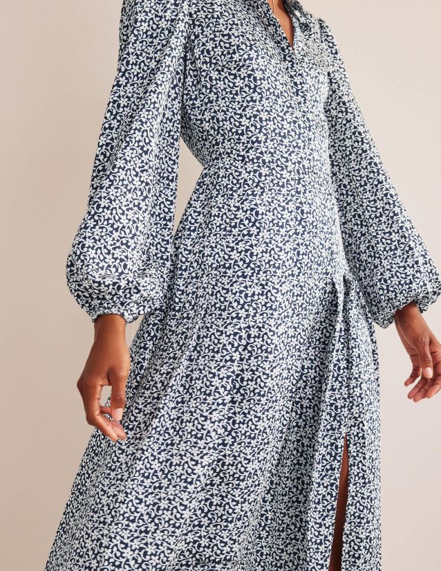 Clothing Navy Flower Stem Women Boden Pleated Skirt Midi Shirt Dress 84JN927 84JN927 Chic Delight on Boden Canada Boden sandals sale take a stylish stride offering both comfort and fashionable